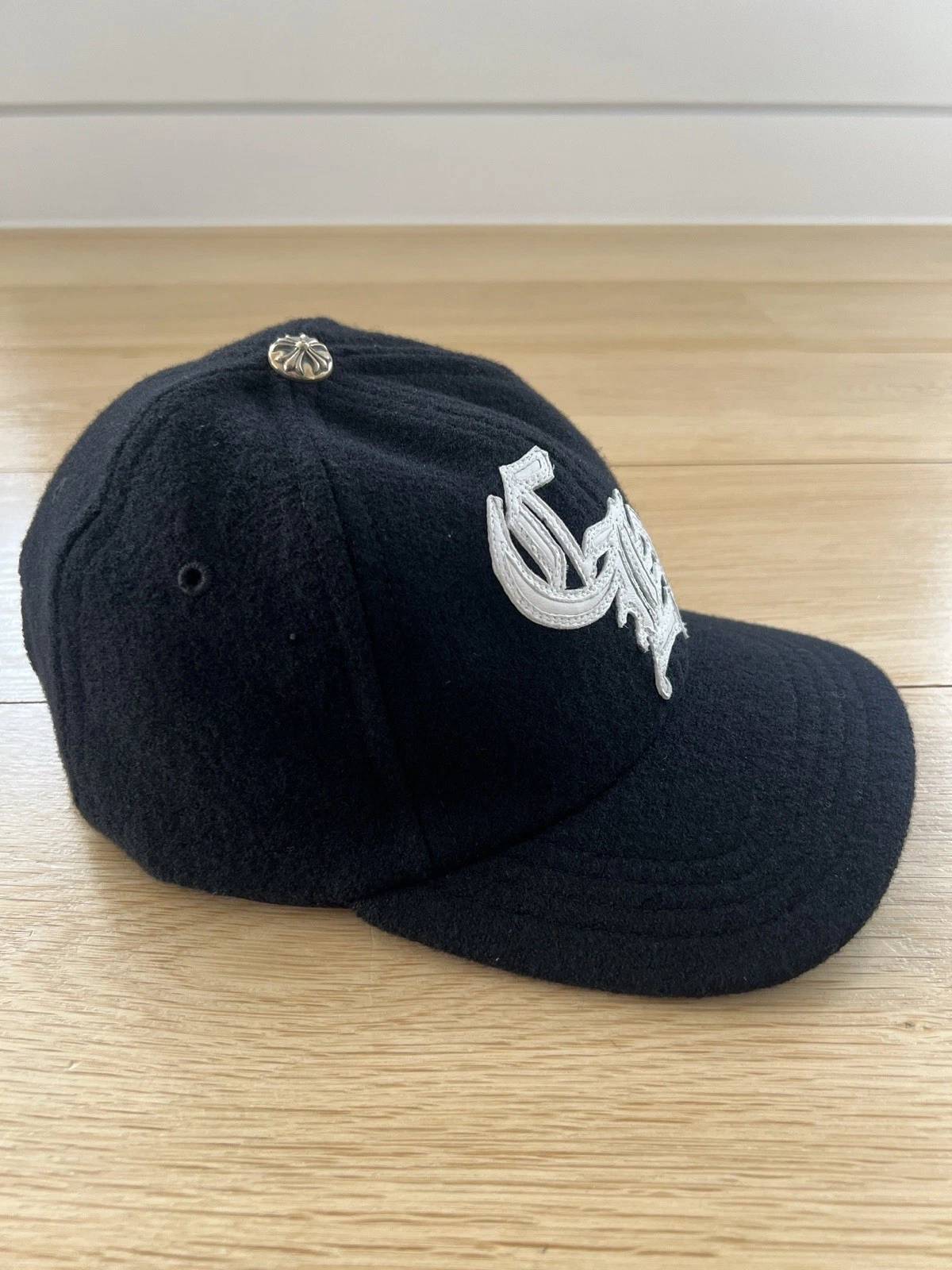 CHROME HEARTS CH Logo Leather Patch Wool Cap Black/White - one size