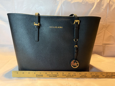 Michael Kors Jet Set Saffiano Leather Large Tote Bag - Black w