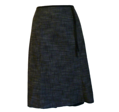 David Paul New York womens Large 14 black white tweed plaid a-line skirt lined