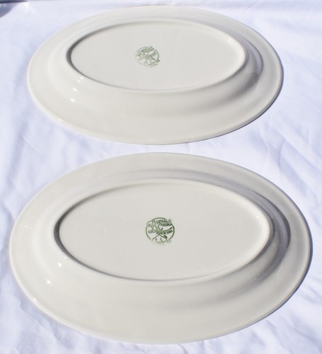Buffalo China - DOUBLE GREEN STRIPE - (4) 11 3/4" OVAL SERVING PLATTERs - Picture 4 of 6