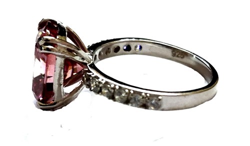 Pink Diamond Ring 6.50 Ct Cushion Cut Treated Great Sparkle Luster Solitaire 925 - Picture 2 of 5