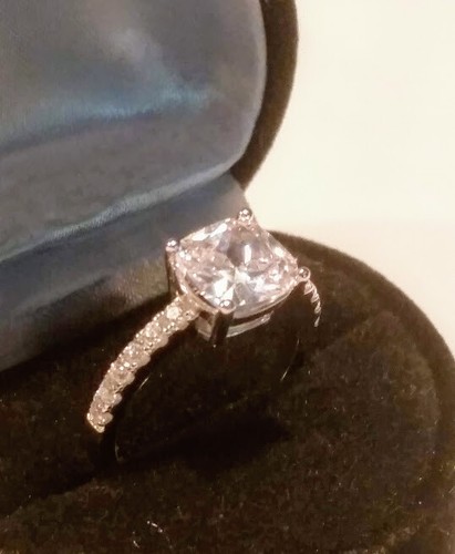 2.60 Ct Cushion cut Solitaire Engagement Ring simulated Diamonds 925 Sterling - Picture 4 of 7