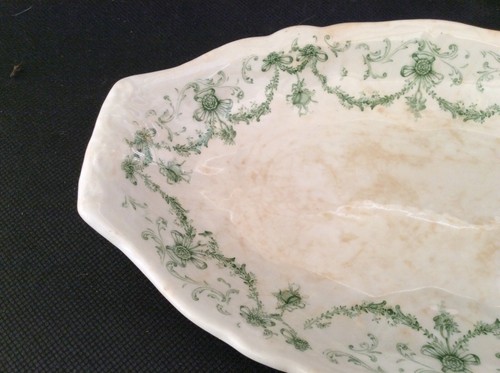 ancien compotier et ravier porcelaine anglaise signer England guirlande verte - Imagen 15 de 21