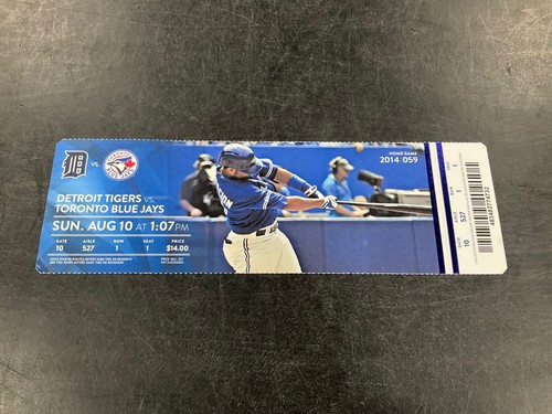 Talón de boleto Blue Jays 2014 ~ 8/9/14-8/10/14 vs Tigres - Imagen 3 de 3