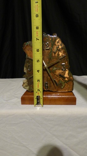Orologio in rame nativo fatto a mano - rame artigianale, basalto, chyrsocola, quarzo - Foto 4 di 4