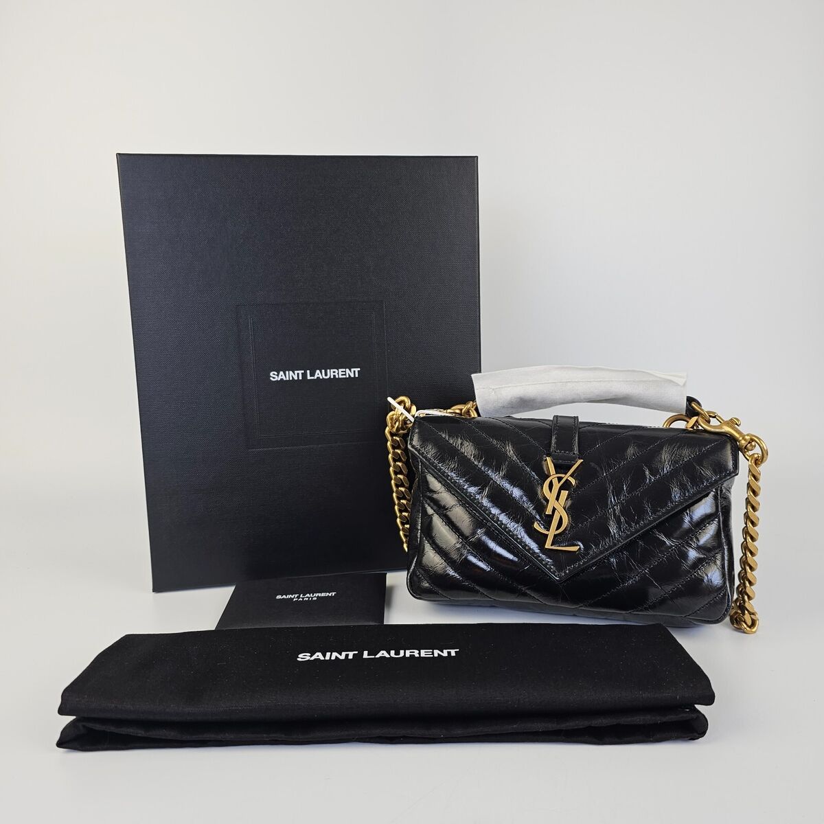 SAINT LAURENT College Mini $1900 Black Shiny Leather SAINT LAURENT College Mini $1900 Black Shiny Leather
