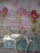 Just Born 3 Piece Crib Set Girl Comforter Sheet and Skirt Botanica CollectioNEW