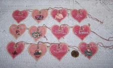 12-Valentine's Day~Vintage~Shabby~Fussy Cut~Linen Cardstock~Gift~Hang~Tags