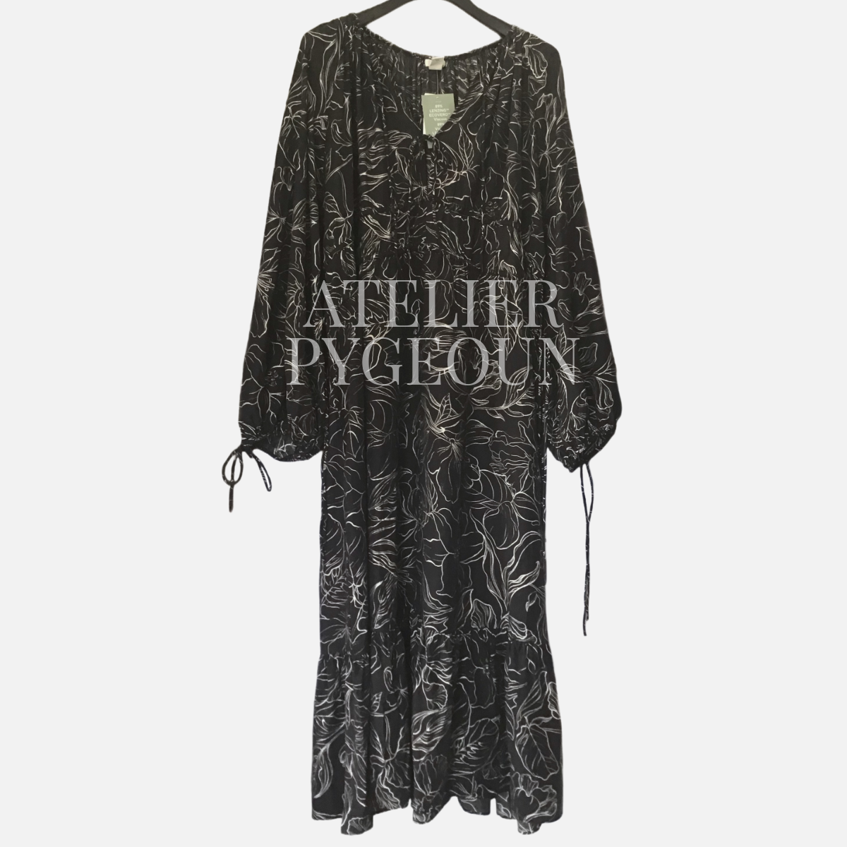 NWT H&M Long Oversized Drawstring-detail Viscose Dress w