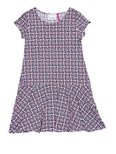 Leota Compass Rose Geometric Short Sleeve Shift Tiered Swing Dress Size Small