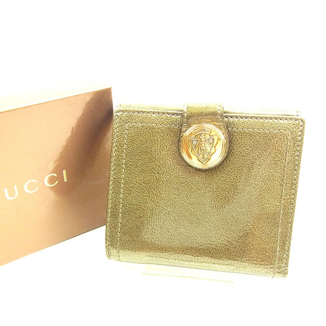 Gucci Portafoglio Portafoglio Portafoglio Pieghevole Oro Donna Unisex Autentico Usato