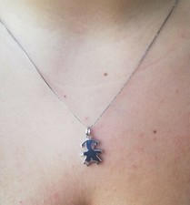 COLLANA A BEBE' LISCIA CON ZIRCONE E CATENINA A 45 CM IN ARGENTO 925 RODIATA 4M