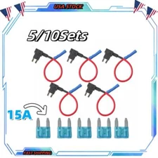 5 Pack Car Add-a-circuit Fuse TAP Adapter Set add Mini ATM APM 15A AMP