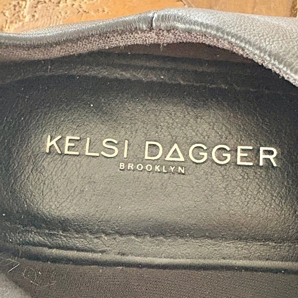 ANTHROPOLOGIE Kelsi Dagger Brooklyn Arianna Slip-On Cuero Mules Negro Talla 6.5 Foto 4 de 4