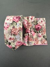 Blush Pink Tie, Bow Tie, Pocket Square / Floral Wedding Ties / Ties For Men / UK