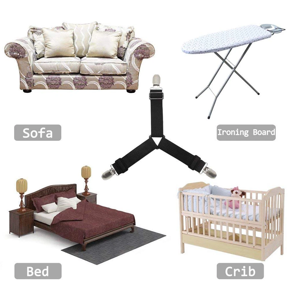 4-20x Triángulo Ajustable Sábana Correa Clips Pinzas Colchón Cama Tirantes Soporte Foto 4 de 4