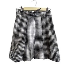 Red Valentino Tweed Skirt Italy Size 2 A-Line Blue White Check Pleated Hem