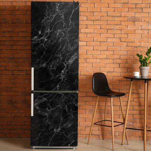 Kühlschrank Tür Dekoration Aufkleber Klebefolie Schwarz Marmor - Bild 1 von 7