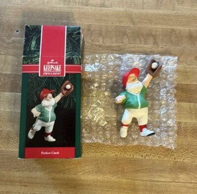 Hallmark Keepsake Ornament - Santa - Perfect Catch - Baseball Theme 1990