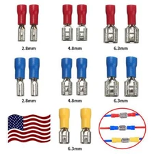 50/200pcs Female&Male Spade Insulated Connector Crimp Electrical Wire Terminal