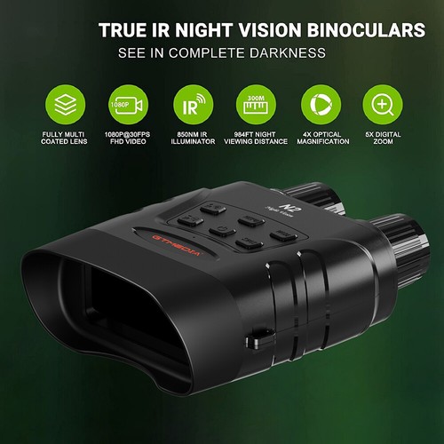 IR 850nm Night Vision Binoculars FHD 1080p Video Record Camera Hunting Goggles - Picture 5 of 13