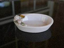 Pink Porcelain Lefton Ladies Ashtray Roses Gold Detail Delicate Dish Tray Vanity