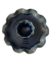 Tumbleweed Pottery Wave Chip & Dip 8” Indiv Plate 3” Bowl Cobalt Stoneware USA