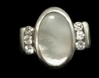 MOP Mother of Pearl Ring Band Vintage Sterling Silver Size 6.75 Cocktail Boho