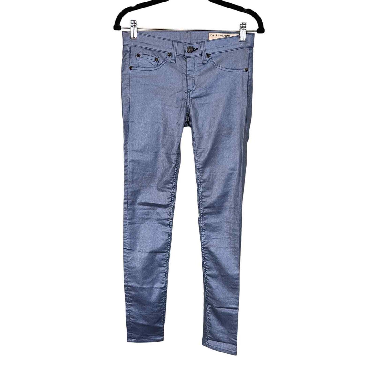RAG BONE Jeans Womens 26 Legging Metallic Slim Skinny Ankle Trousers Blue  USA