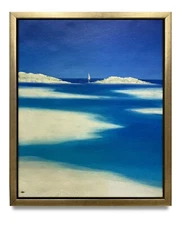 NY Art-Original Oil Painting of Beach on Canvas 8x10 Framed