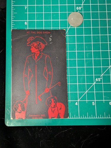 Postcard "At The Dog Show" 1920 1 Cent Pilgrim Tercentenary Mayflower Stamp  - Picture 5 of 5