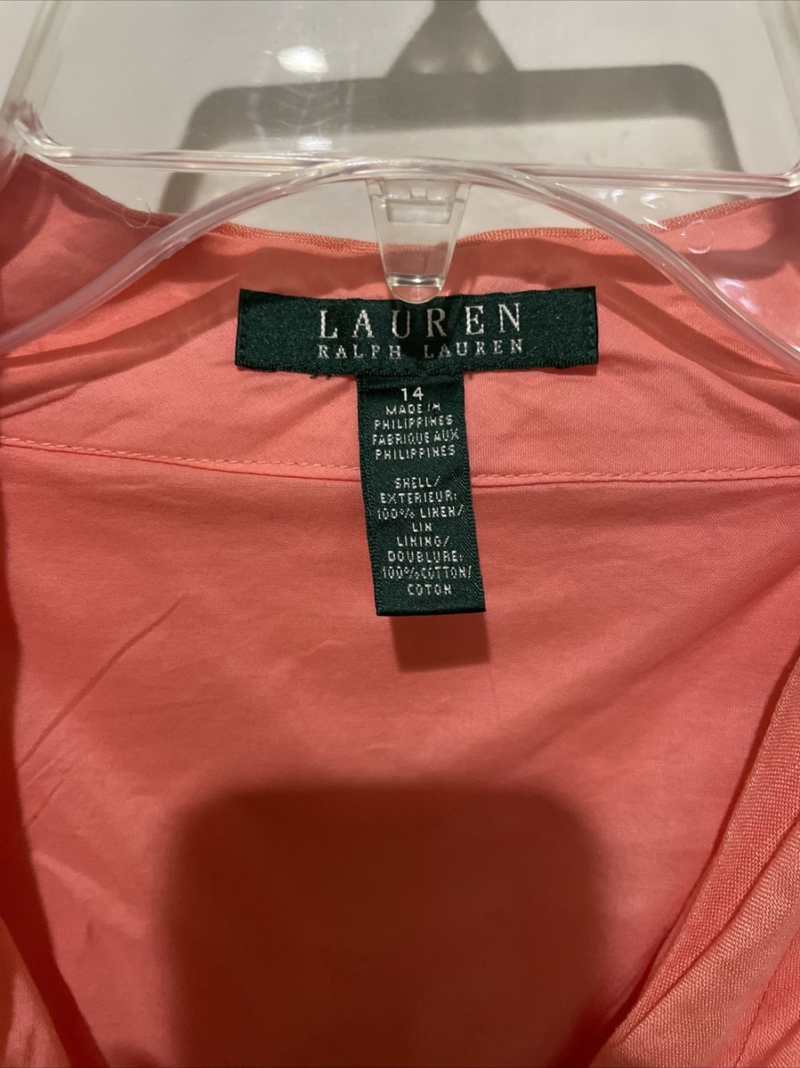 RALPH LAUREN Ruffle PEACH MIDI DRESS ワンピース NWT Lauren Ralph Lauren Faux Wrap Floral Lace Peach Ruffle