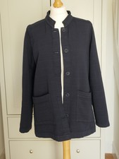 Eileen Fisher Navy Jacket Size S/p 100% Organic Textured Cotton, Button Closure