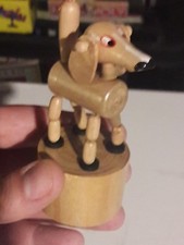 Vintage Wooden Dog Dancing Toy Animal Rocking Station Bucket Baby Kids Toy