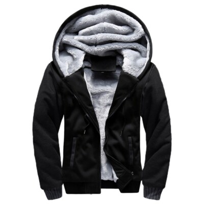 Men Hoodies Coat Thick Warm Jacket Fleece Zipper Sweatshirts Winter Thick Tops