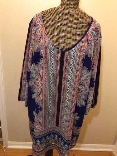 GIBSON LATIMER - MULTI-COLOR PURPLE 3/4 SLEEVE DRESS - M - Picture 3 of 3