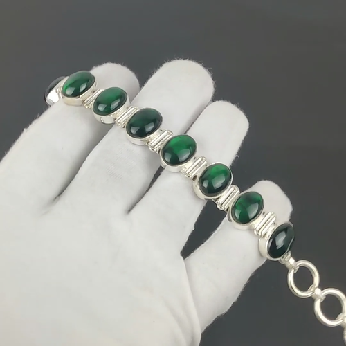 Green Labradorite Silver Bracelet 925 Sterling Handmade Bracelet - Video 1 of 1