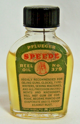 Vintage Pflueger Speede Fishing Reel Oil No. 379 1 Oz Glass Bottle