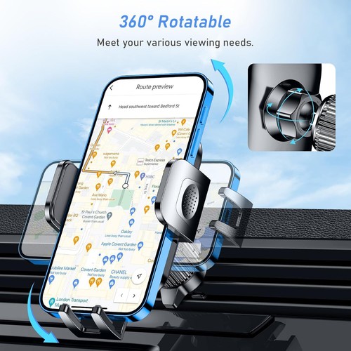 Car Phone Holder, Air Vent Car Phone Mount Cradle 360° Rotation - Upgraded Super - Picture 5 of 13