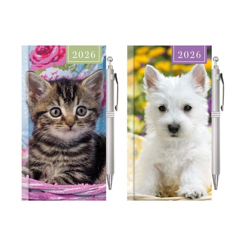 2026 Slim Diary Week To View Butterfly Kitten With Pen Notes Calendar Planner - Picture 15 of 25