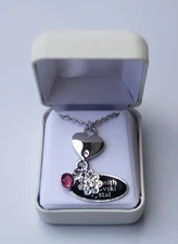 Swarovski Crystal heart pendant/ necklace with pink crystal