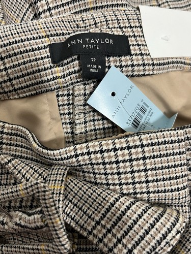 Ann Taylor High Rise Plaid Tapered Pants Size 2P Beige Multi Color - Picture 5 of 6