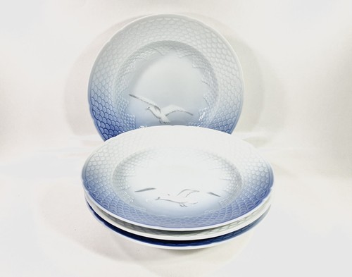 4x Royal Copenhagen Bing & Grondahl Seagull 604 Deep Plates Soup Pasta Bowl - Afbeelding 1 van 6