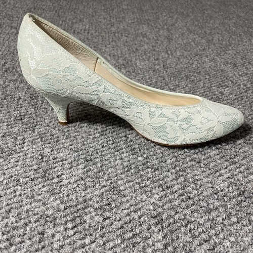 Special Occasions Shoes Saugus Shoe Wedding 90s Bridal Lace Satin Mint White 70N - Picture 9 of 11