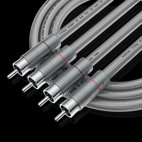 Pair High-End 4N Pure Silver RCA Cable HiFi Audio Interconnect Shield RCA Cable - Picture 1 of 12