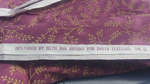 Beige Branches Purple-Maroon Quilt Craft Fabric Bruske David Textiles 2 yd f2715 - Picture 3 of 3