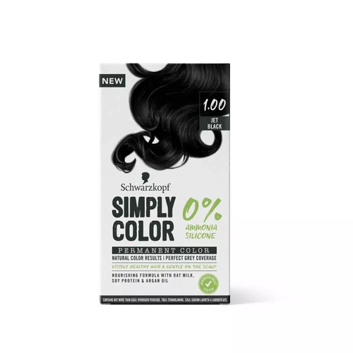 Schwarzkopf Simply Permanent Hair Colour 142.5ml -Jet Black 100% Grey Coverage - Picture 2 of 5