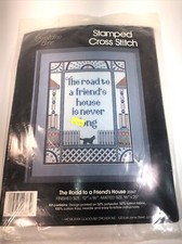 NEW Vintage Golden Bee Stamped Cross Stitch Kit The Road To A Friend  s House