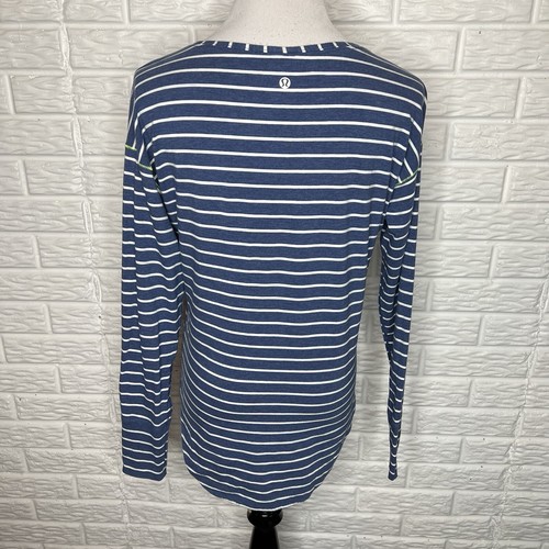 Lululemon Lux Indigo weiß gestreift Wochenende Langarmshirt Größe 6 - Bild 6 von 9