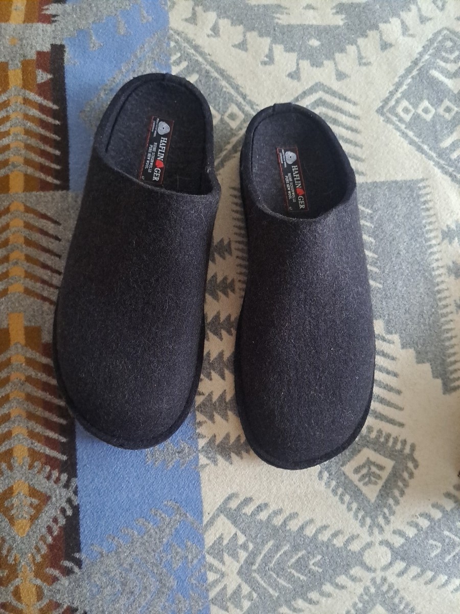 HAFLINGER Unisex Black Wool Slipper Felt Sole Size 47/US M13 View 4